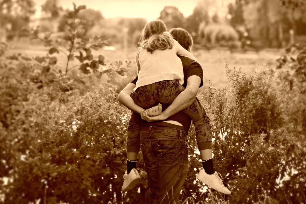 father, daughter, piggyback, child, parent, childhood, happiness, field, affection, parenthood, father, father, father, father, father, parent